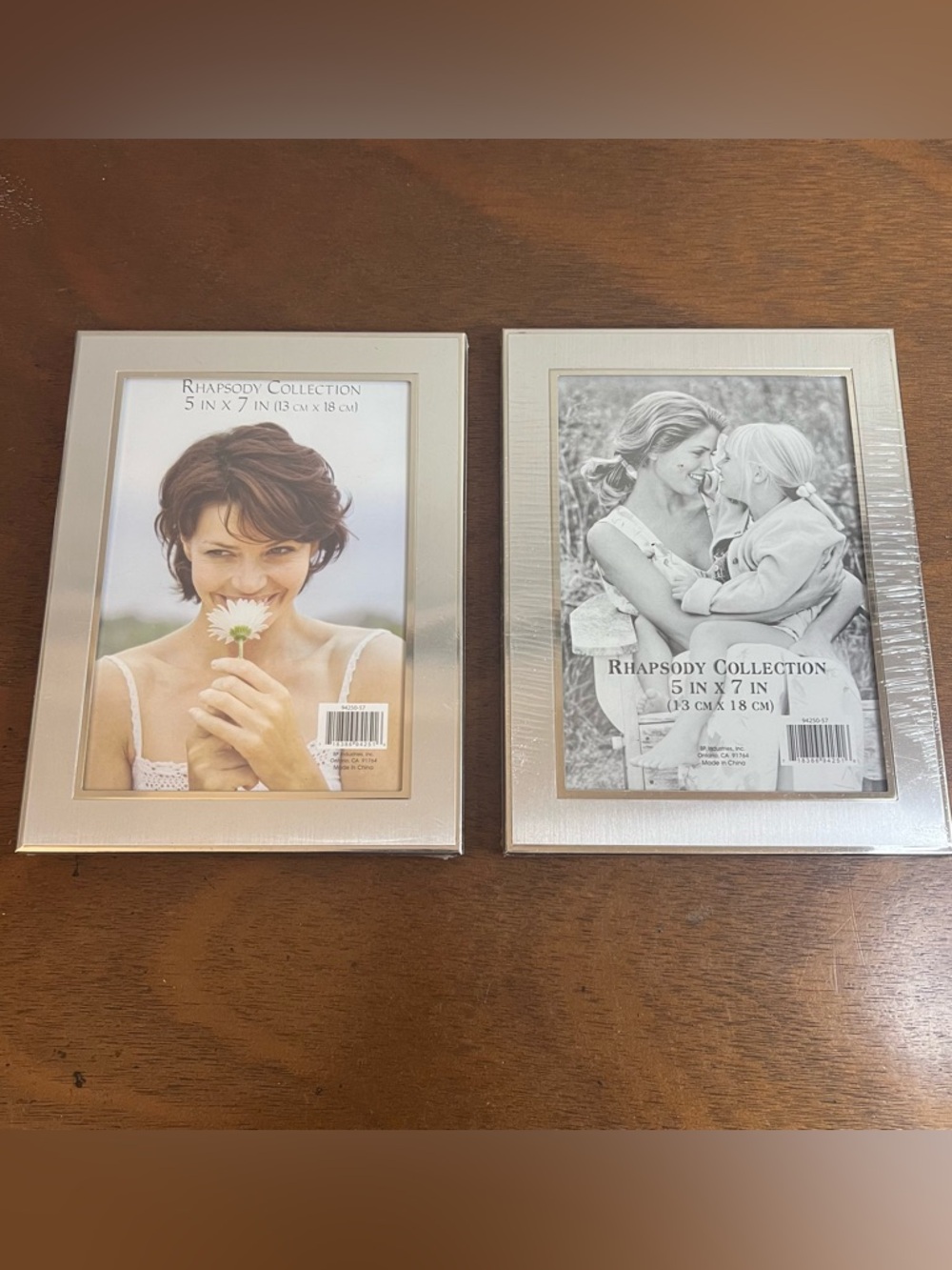 NEW‎ Set of Two Rhapsody Collection 5x7 Silver Metallic Photo Frames w Gold Trim